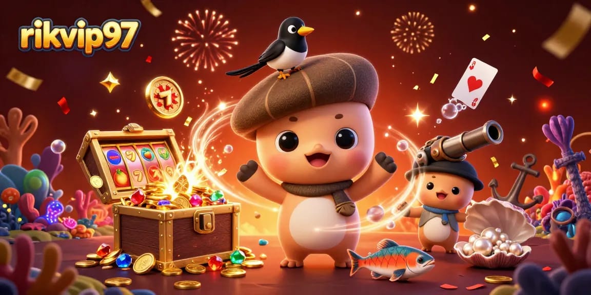 Win big with rikvip97 while enjoying a lively 3D casino-themed underwater adventure.