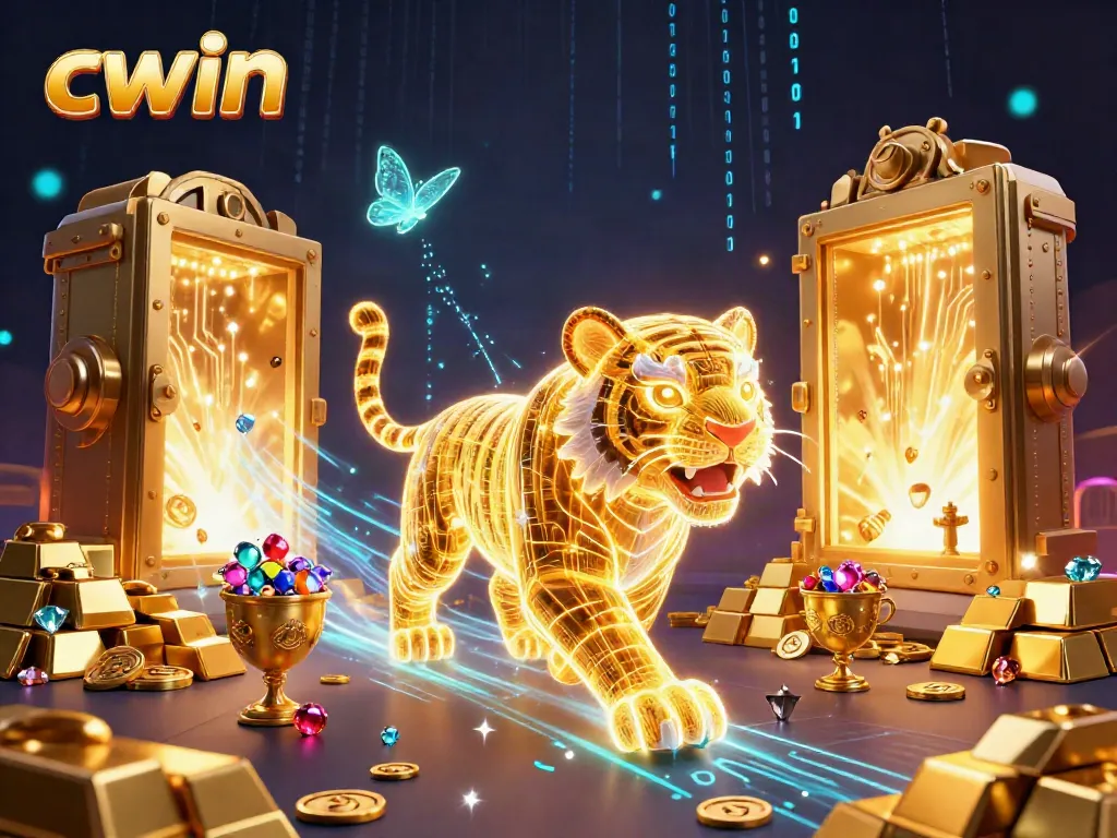 Experience excitement at CWIN with dynamic neon characters and vibrant casino elements