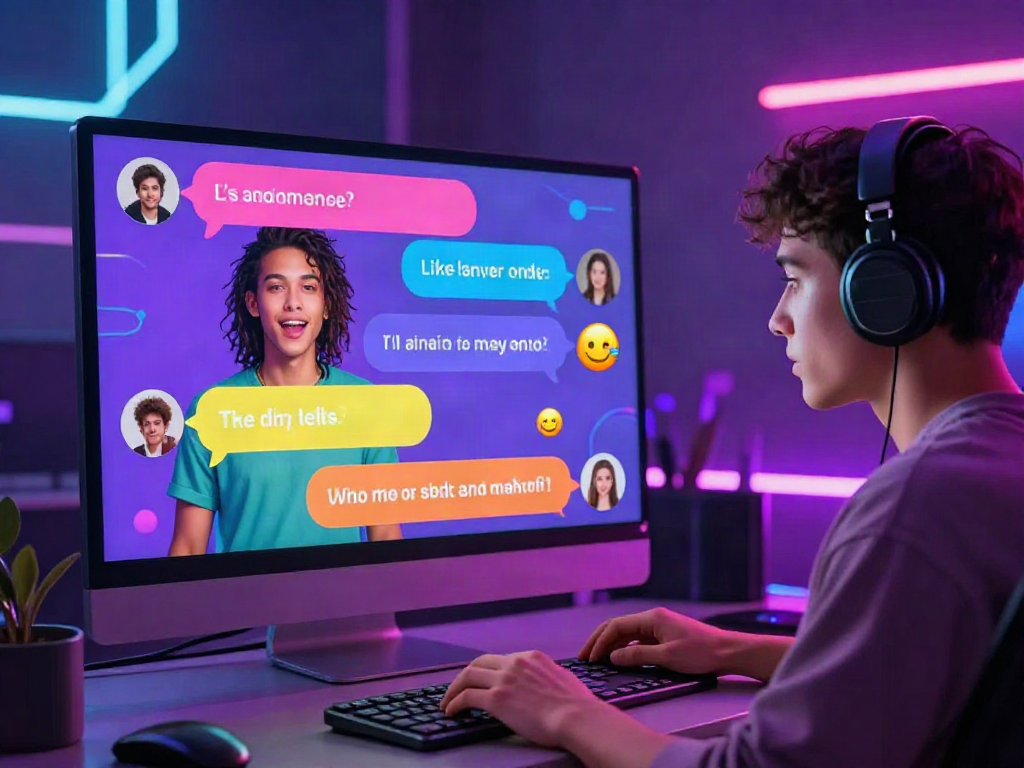 Engaging AI porn chat scene with colorful avatars and lively interactions.