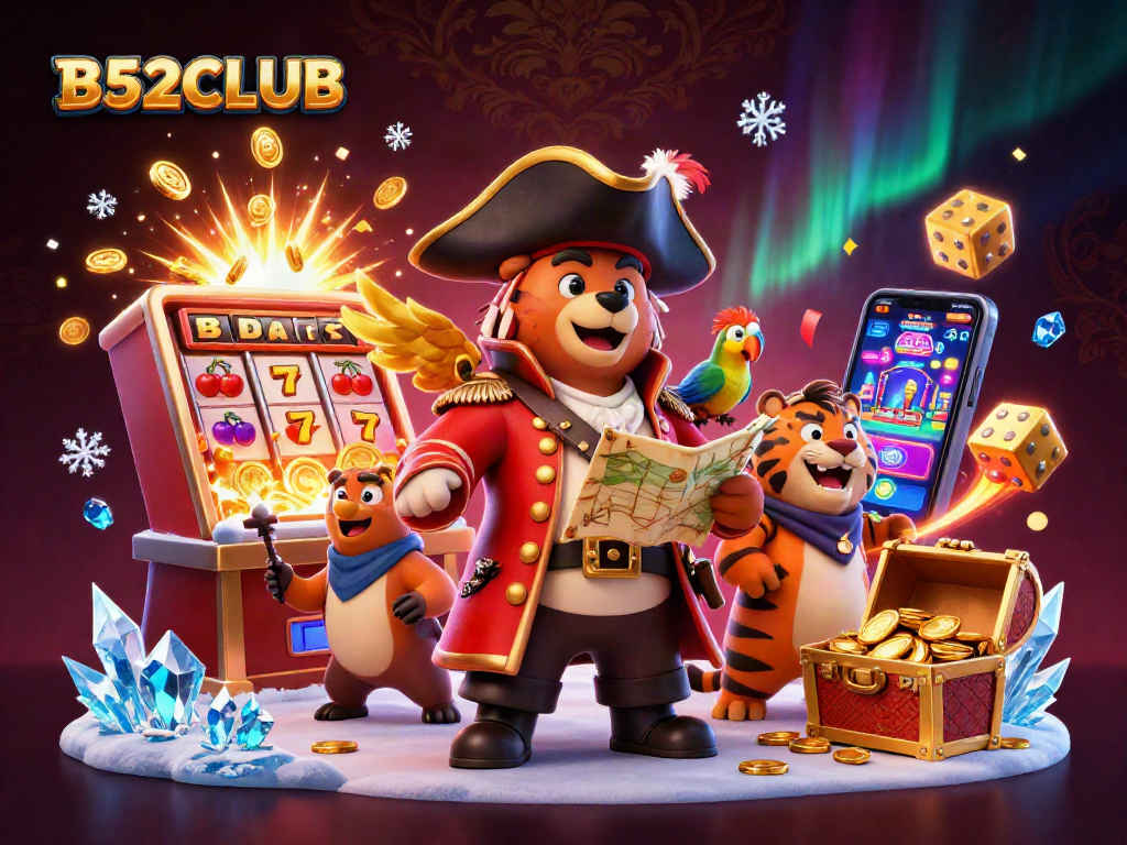 Experience thrilling wins with the B52CLUB jackpot explosion and vibrant casino elements.