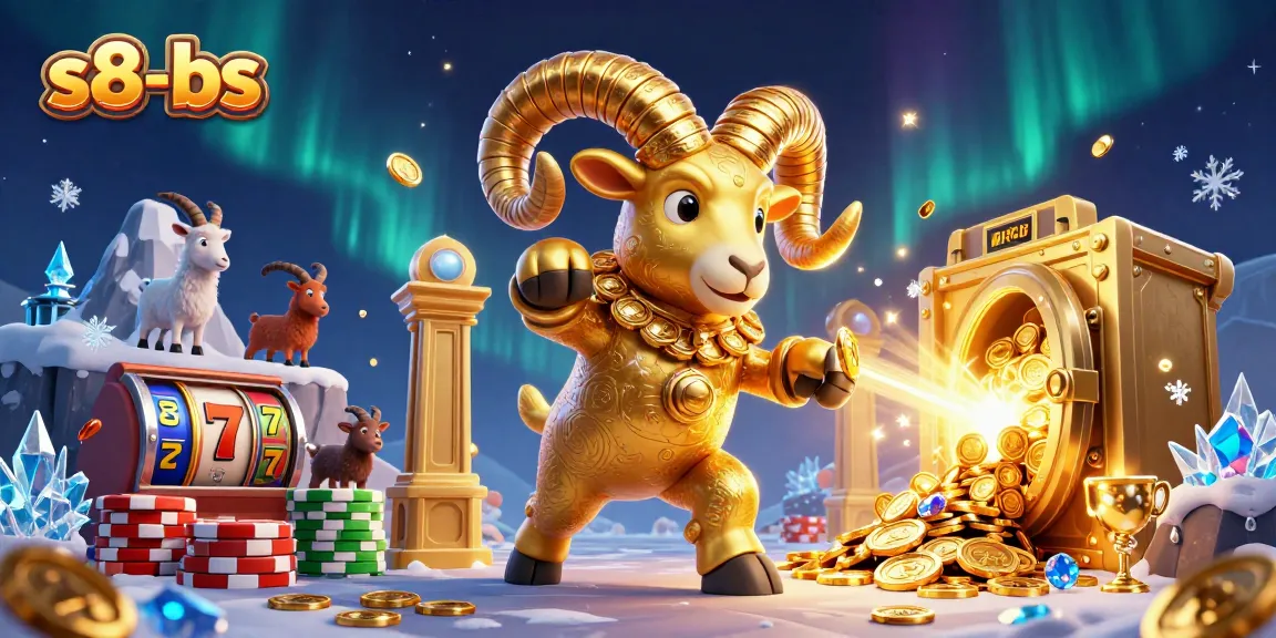 Experience the excitement of s8-bs with a vibrant 3D casino scene filled with wealth and dynamic slot elements.