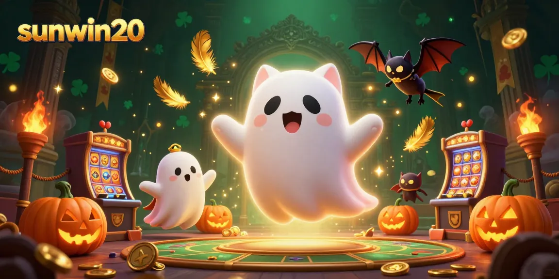 Join the excitement with sunwin20 in a vibrant haunted casino scene full of thrilling game elements.