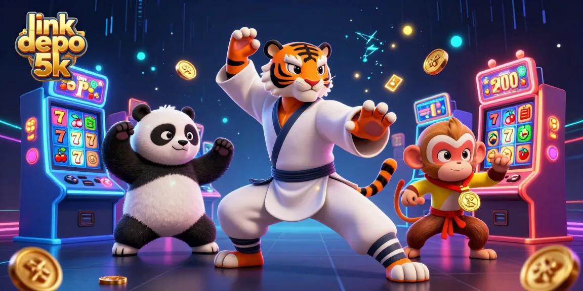 Experience thrilling wins with link depo 5k playing vibrant slot machines featuring lively casino characters.